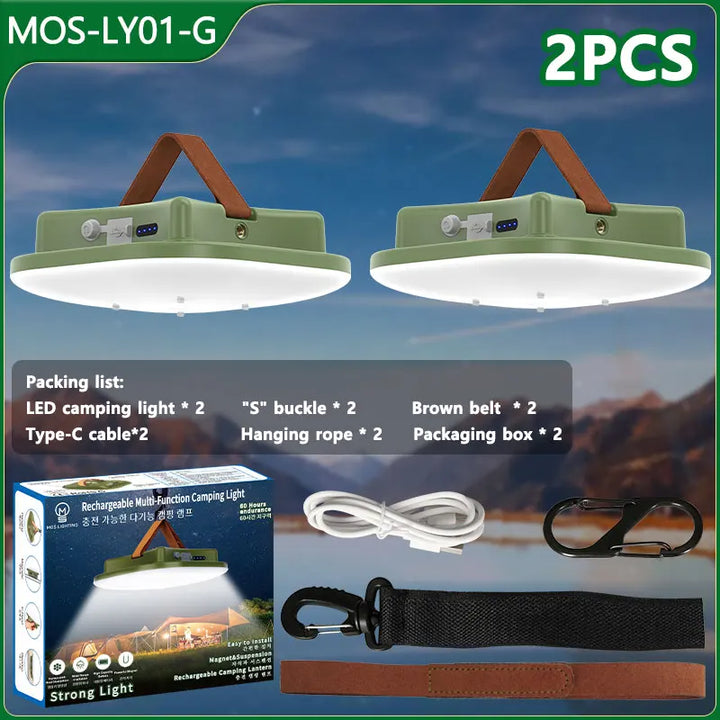 Robust 80W LED outdoor lantern, USB-C and solar charged, magnetic and zoomable for adventures