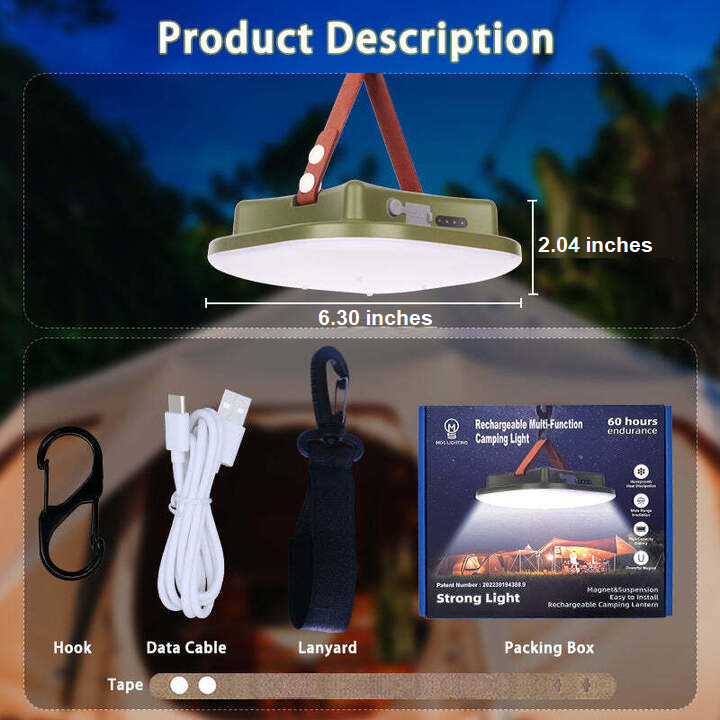 Portable 80W LED camping lantern featuring zoom function, solar charging, and magnetic base