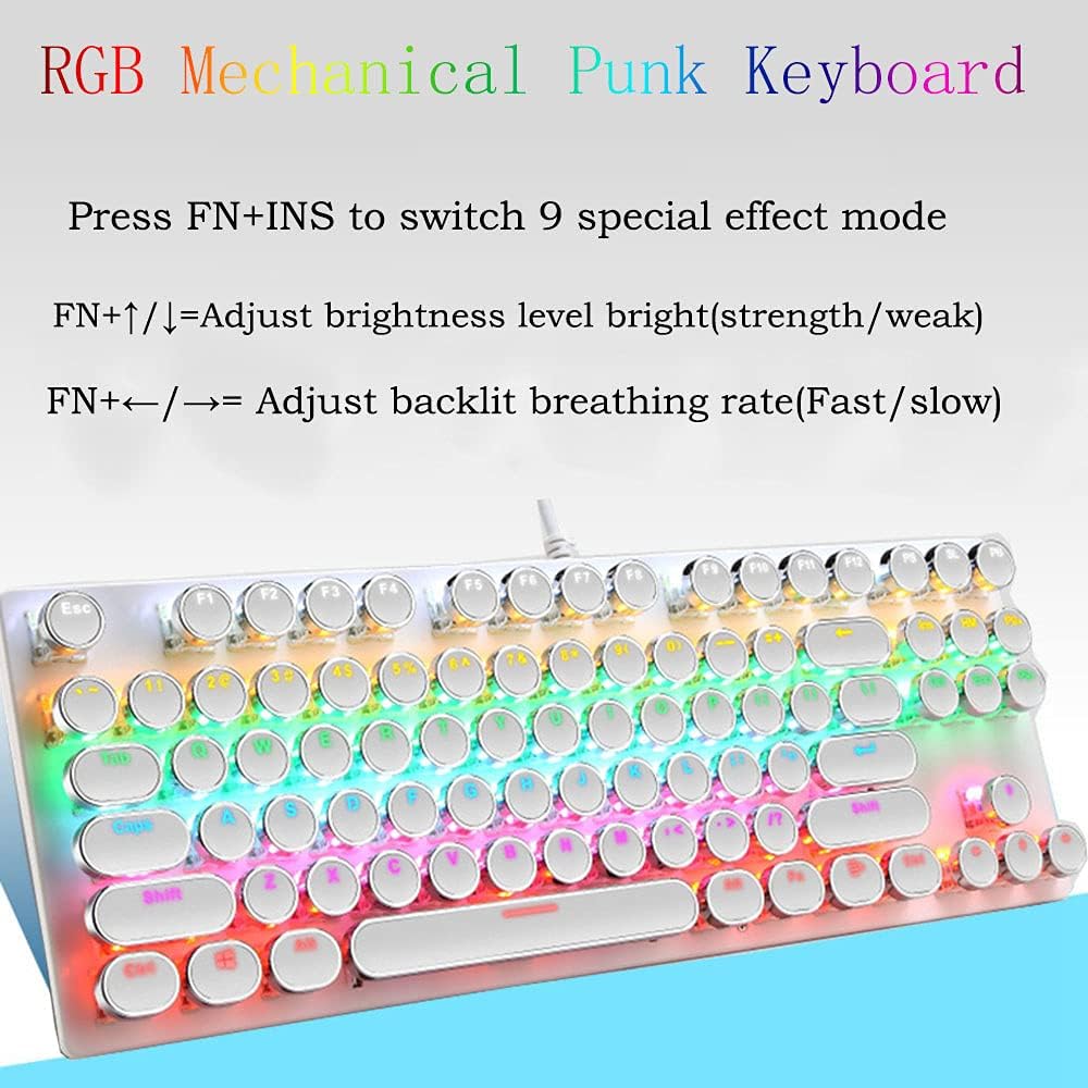 Compact TKL design 87-key RGB mechanical gaming keyboard, blue switch precision for gamers
