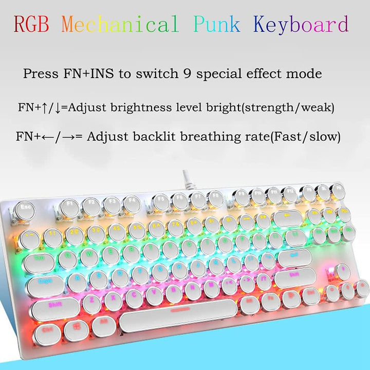 Compact TKL design 87-key RGB mechanical gaming keyboard, blue switch precision for gamers