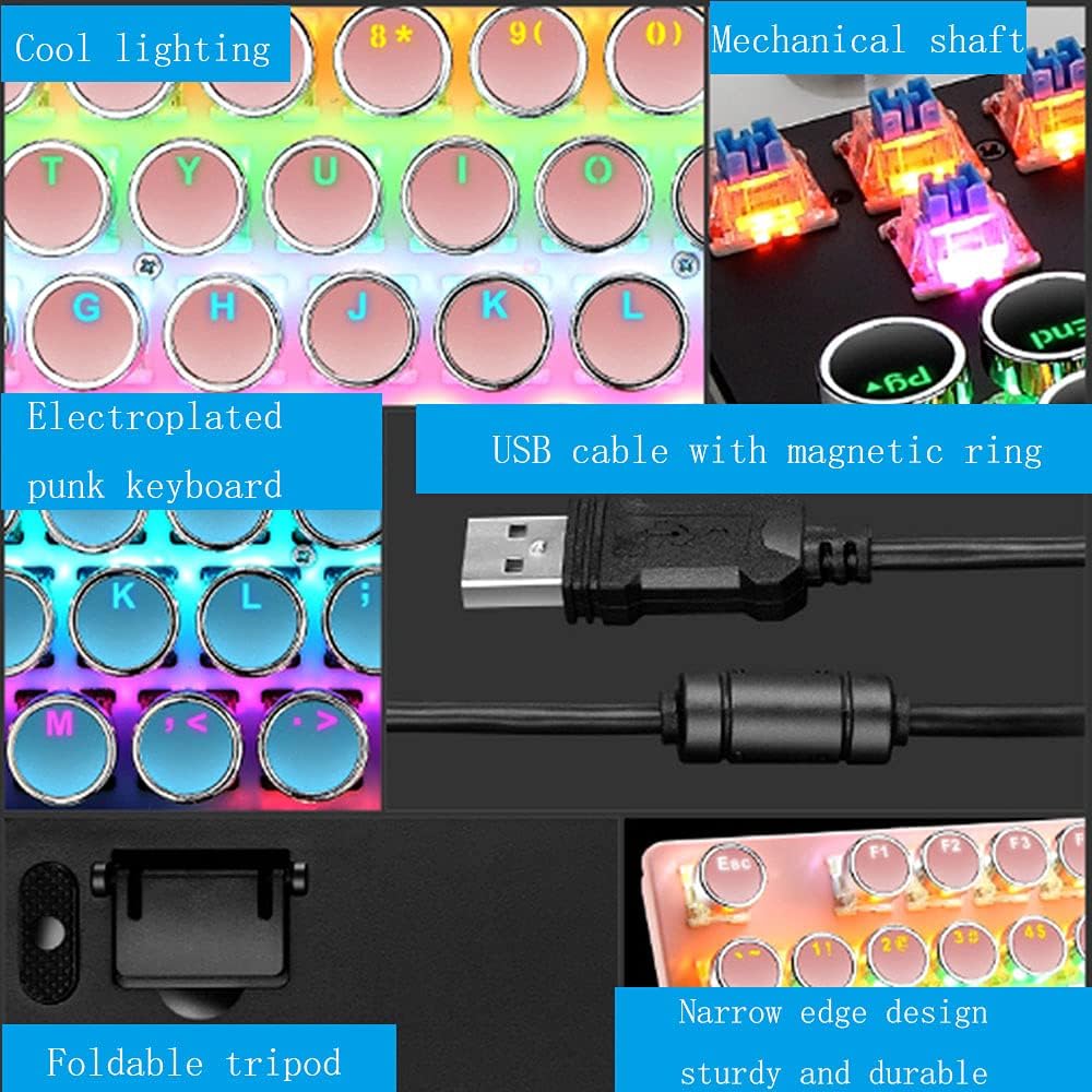 Top-down view of 87-key mechanical gaming keyboard, detailed RGB lighting and blue switches