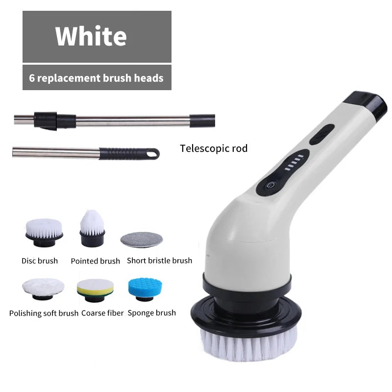 Ergonomic electric cleaning brush with LED screen, designed for comfortable deep cleaning