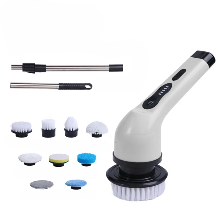 Durable electric cleaning brush with LED screen, built for heavy-duty household cleaning