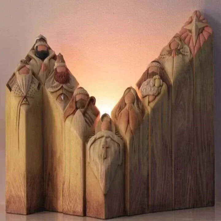Inspiring 9-piece Nativity set. Christian religious statues, ideal spiritual Christmas home decor gift.