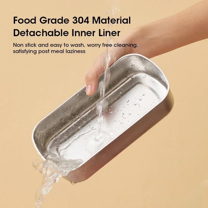 Durable 900ml HeatMate portable electric lunch box food warmer with steaming capability
