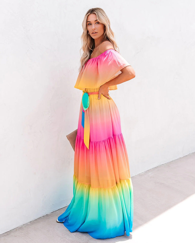 Women's Multicolour Summer Maxi Dress - Flattering & Vibrant