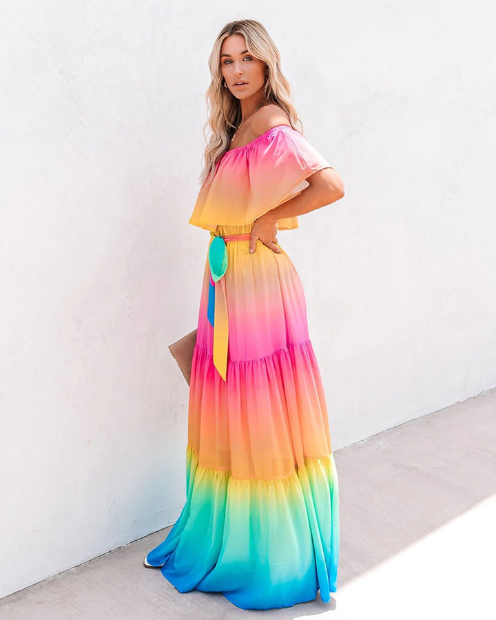 Women's Multicolour Summer Maxi Dress - Flattering & Vibrant