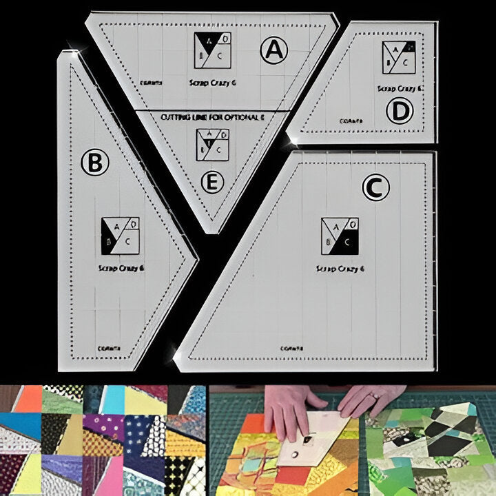 A 4-piece Creative Quilting Template Set made from acrylic, used for precise fabric cutting and creative sewing projects.