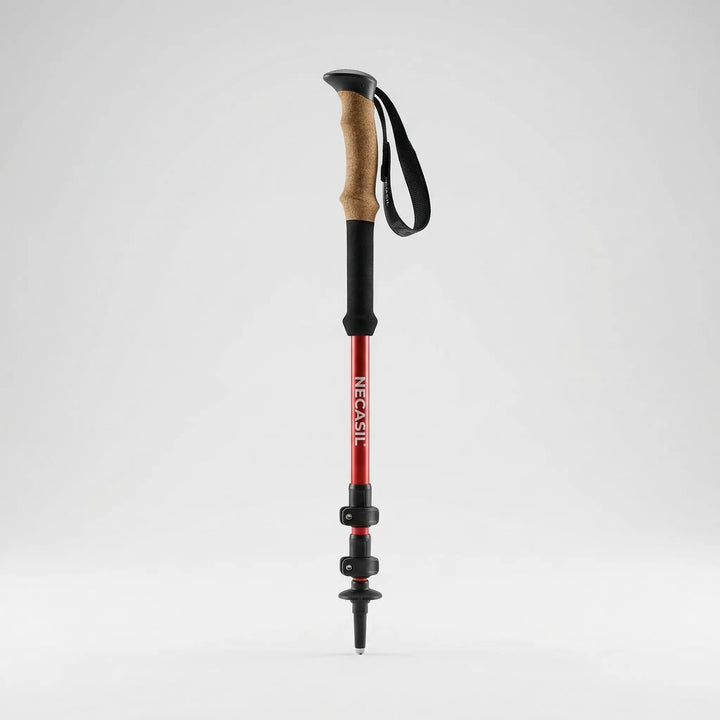 Collapsible adjustable trekking poles for easy portability, customized height, and comfortable trail walking.