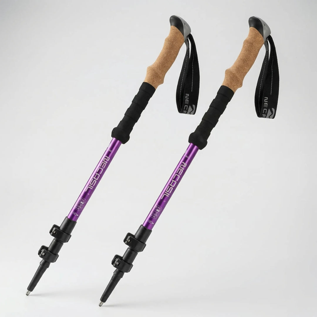 High-performance telescoping trekking poles, essential lightweight outdoor gear for serious hikers & backpackers.