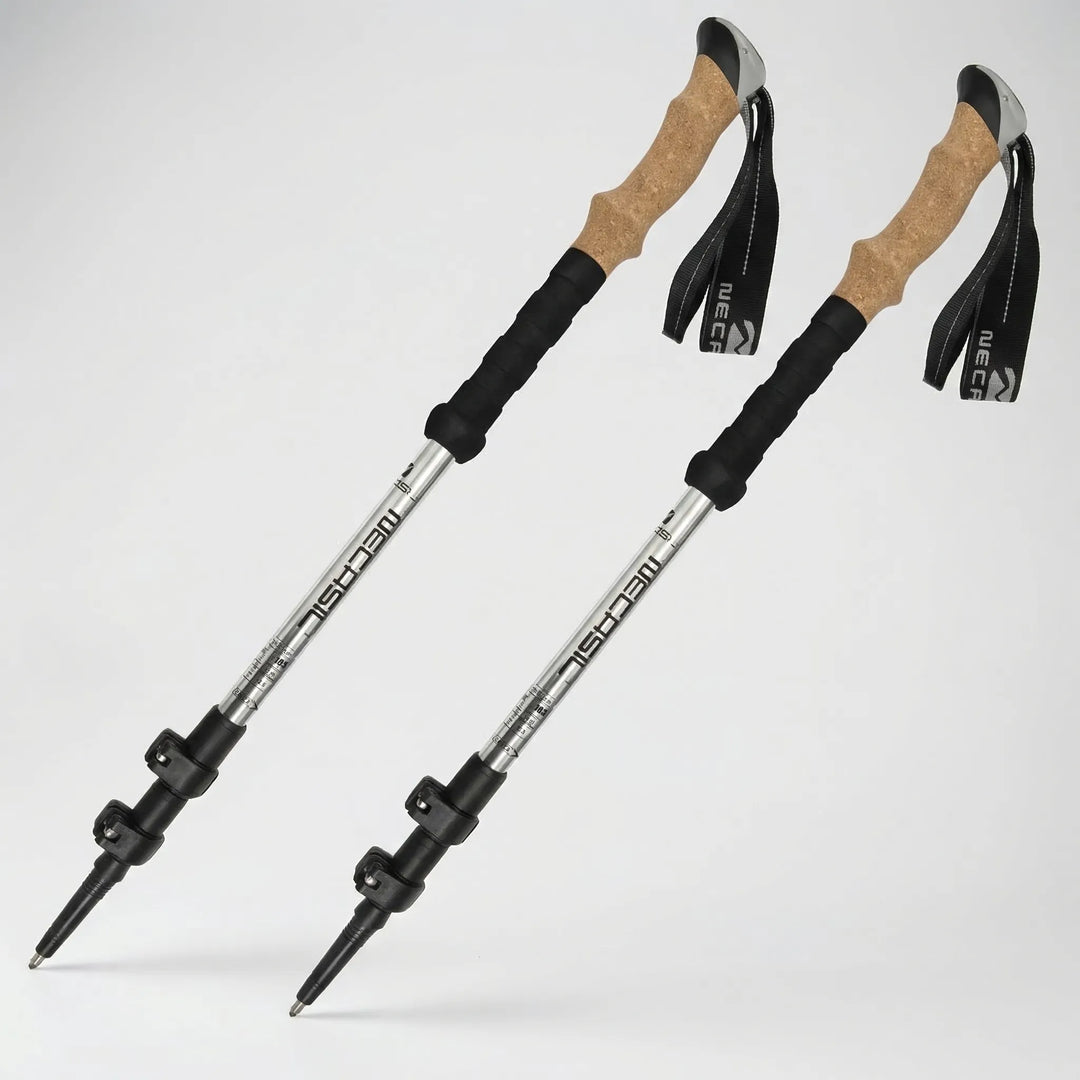 Lightweight adjustable trekking poles provide enhanced stability & support for hiking, trail walking, & backpacking.