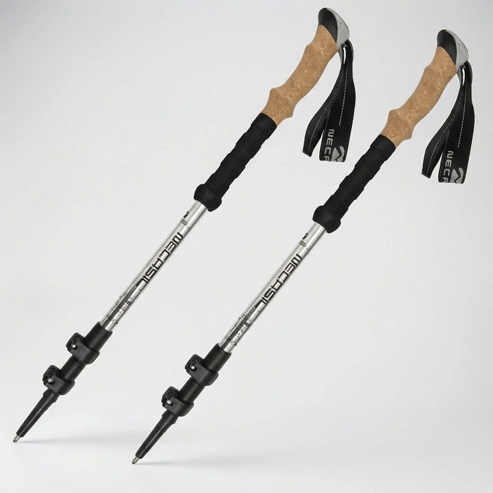Lightweight adjustable trekking poles provide enhanced stability & support for hiking, trail walking, & backpacking.