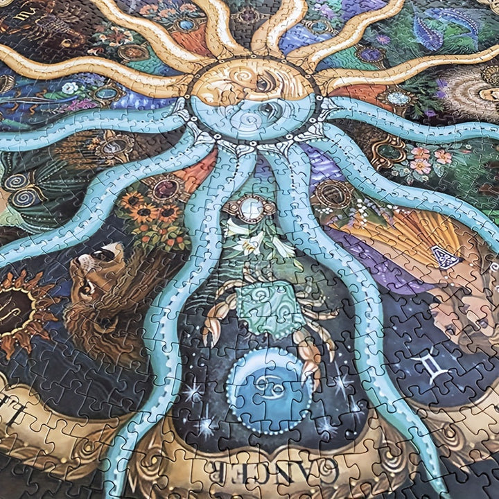 Astrological 1000-piece round puzzle, a brain teaser gift for adults passionate about star signs.
