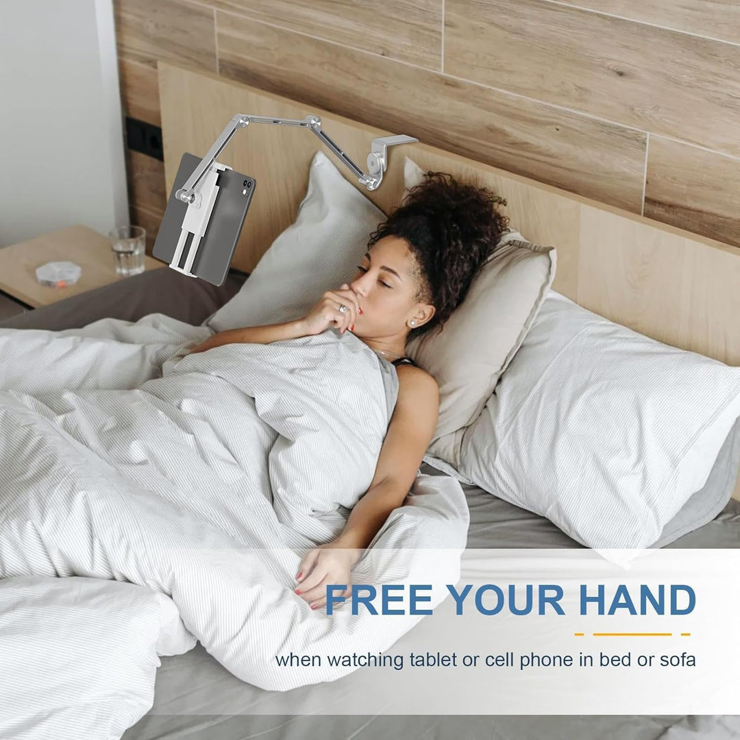 Ergonomic Movaro tablet and phone holder, adjustable design, promotes comfortable viewing