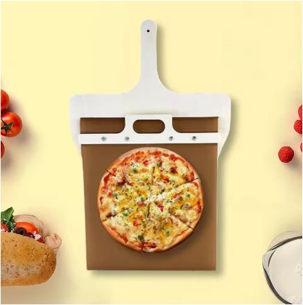 Adjustable birch wood pizza peel with sliding mechanism, elegant kitchen tool for easy transfer