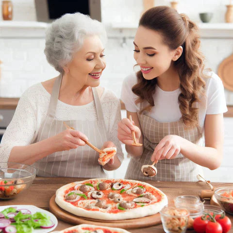 Premium birch wood pizza peel with integrated sliding mechanism, simplifies pizza baking and serving