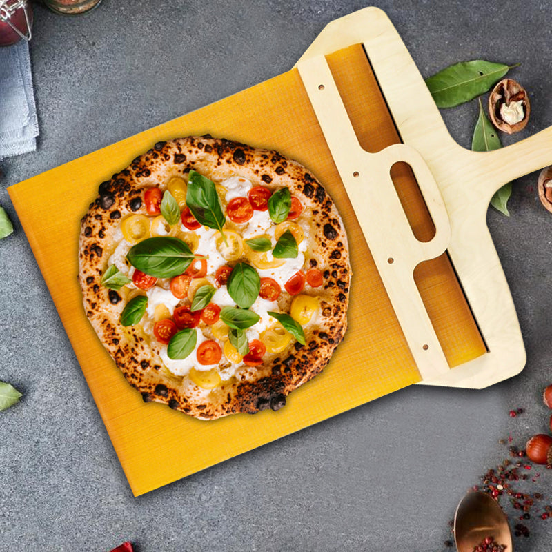 Kitchen accessory: birch wood sliding pizza peel, ensuring smooth transfer of hot pizzas