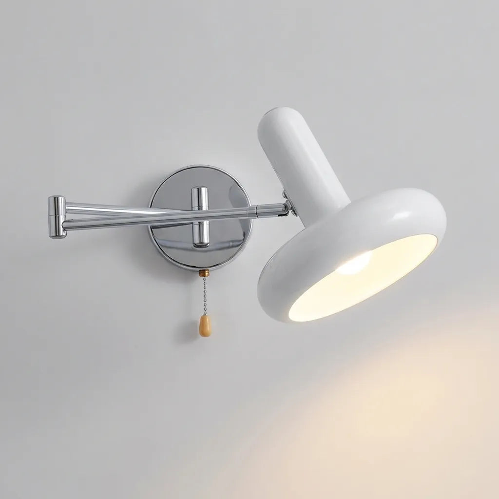 Swinglyte adjustable wall sconce in black iron, perfect contemporary reading light with Bauhaus style