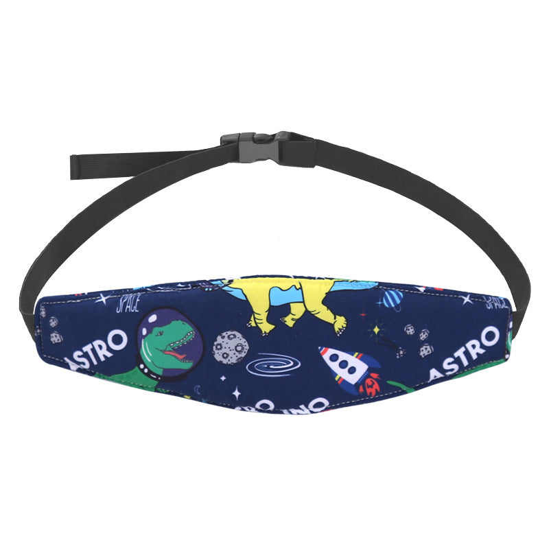 Car accessory for kids: Close-up of soft fabric, adjustable car seat head support, designed for child safety and neck comfort.