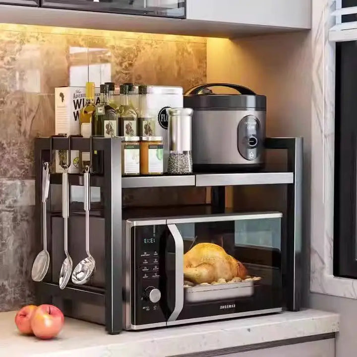 Adjustable Carbon Steel Double-Tier Kitchen Shelf