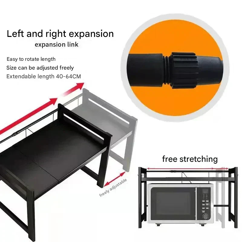 Adjustable Carbon Steel Double-Tier Kitchen Shelf