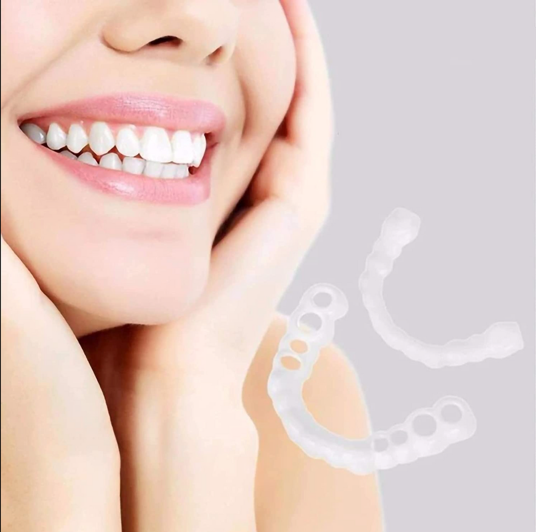 Enhance your oral beauty with these adjustable snap-on cosmetic dentures. A temporary solution for brighter teeth & smile.