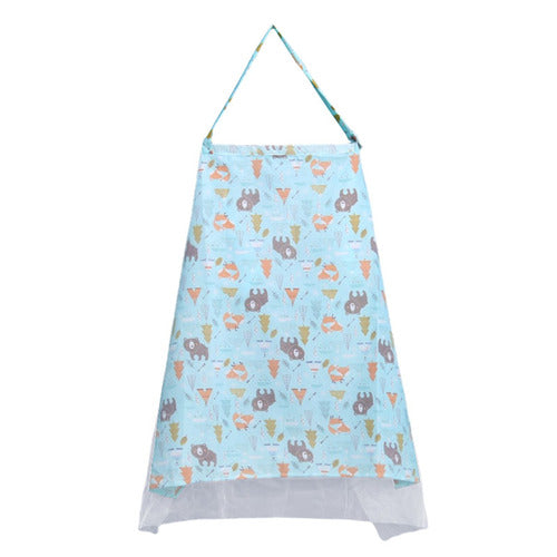 Stylish grey adjustable cotton nursing cover providing privacy for breastfeeding mothers.