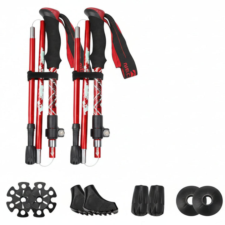 Sturdy outdoor gear: Adjustable hiking poles with EVA foam grips for superior comfort.