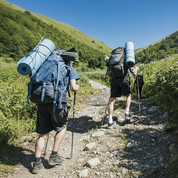 Durable adjustable trekking poles, perfect for stability on trails. Foldable for easy transport.