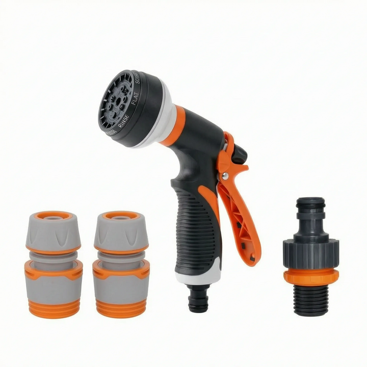 Durable garden hose nozzle offering 8 spray patterns for all your watering, cleaning & irrigation needs.
