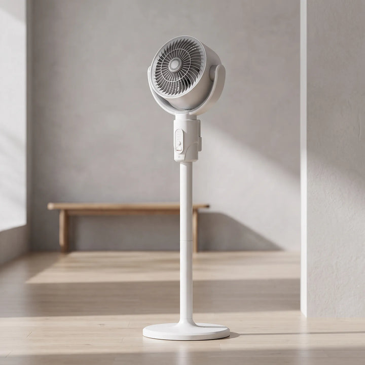 Adjustable height pedestal fan for home & office, with powerful cooling and quiet operation.