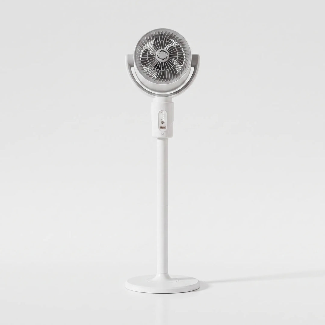 Modern oscillating pedestal fan, ideal for powerful air circulation & cooling in homes & offices.