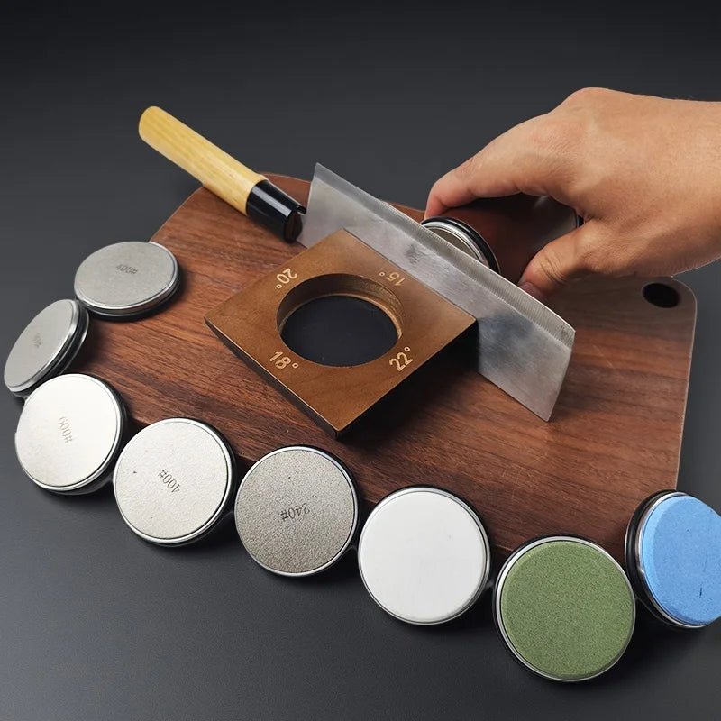 Diamond grinding wheel knife sharpener, adjustable for various blade sharpening needs.