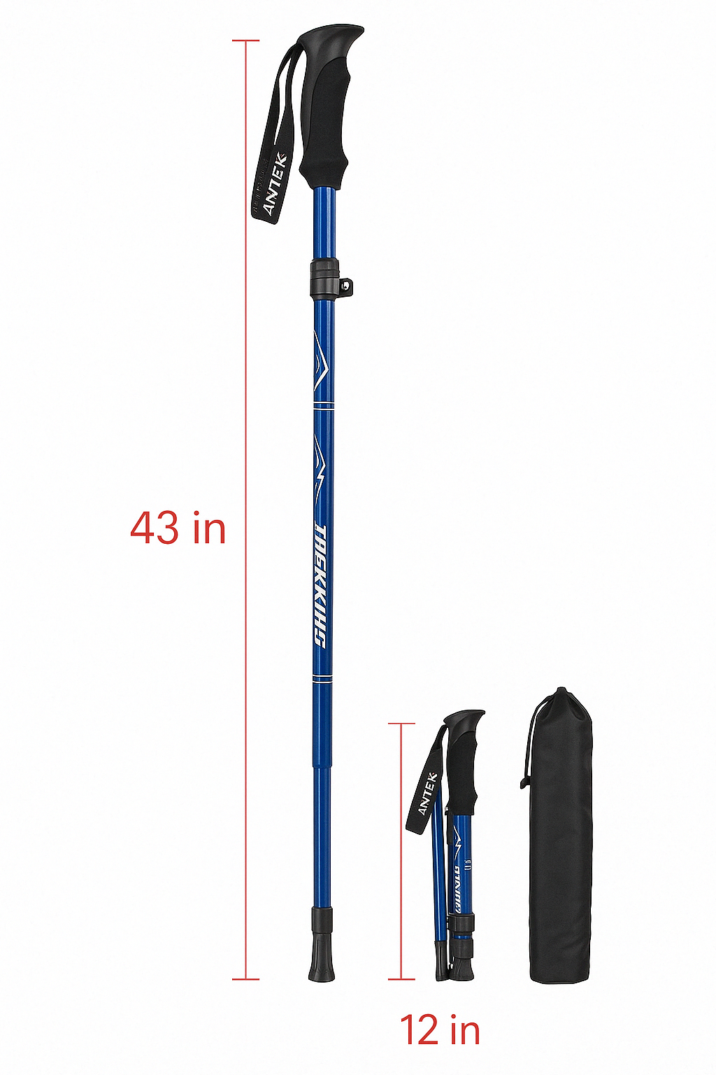 Lightweight unisex trekking poles, ideal fitness equipment for hiking, camping & outdoor adventures. Fully adjustable.