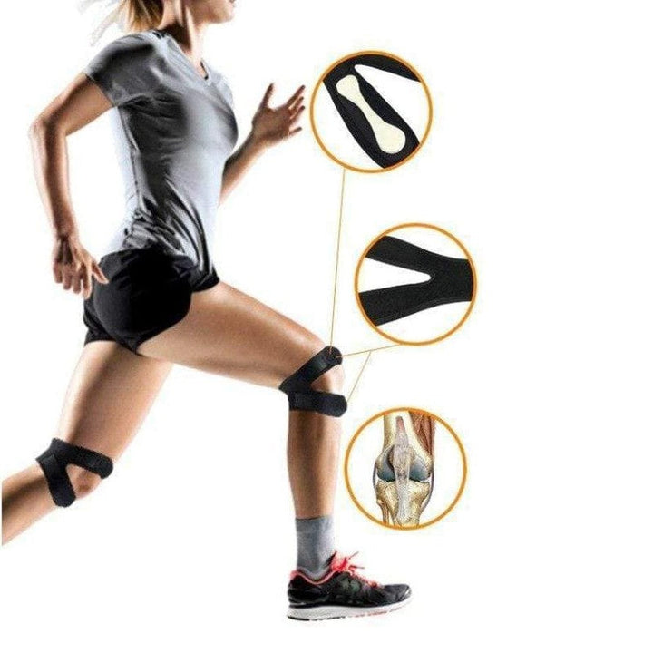 Ergonomic patellar tendon strap designed for men & women to relieve knee pain from runner's knee & tendonitis.