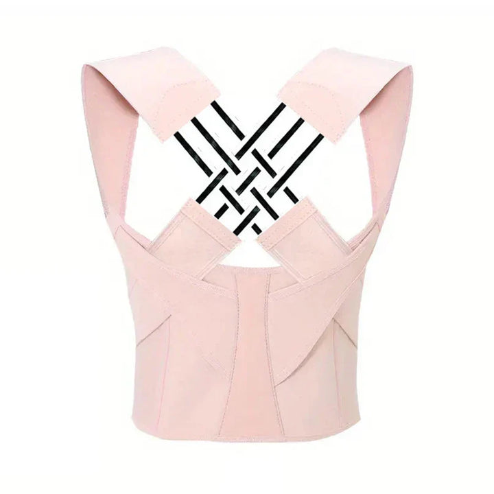 Posture corrector for women & children, showing flexible material & adjustable features for comfort.