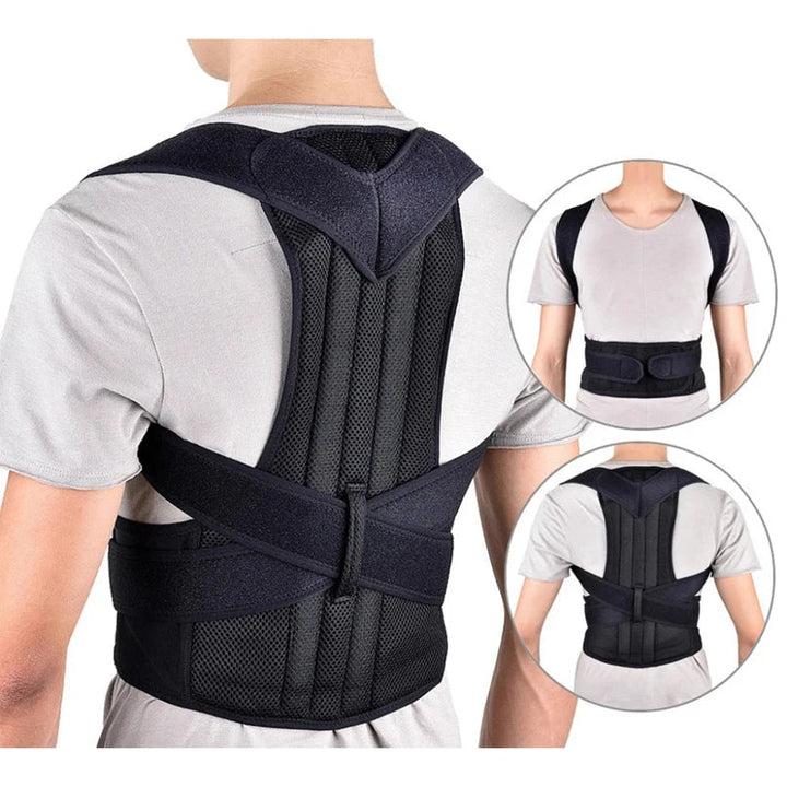 Adjustable posture corrector in a neutral color, suitable for both women and children for back health.