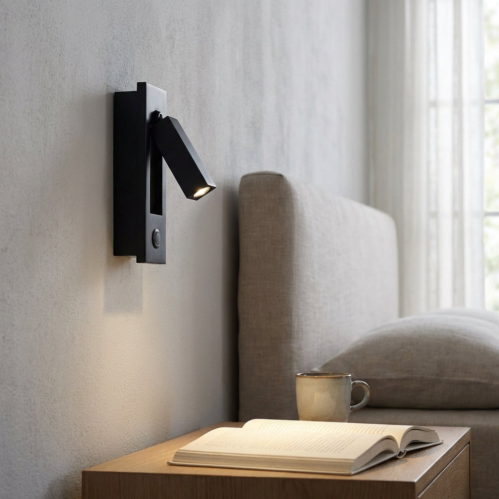 Adjustable Rotating LED Wall Reading Light, modern minimalist bedside lamp