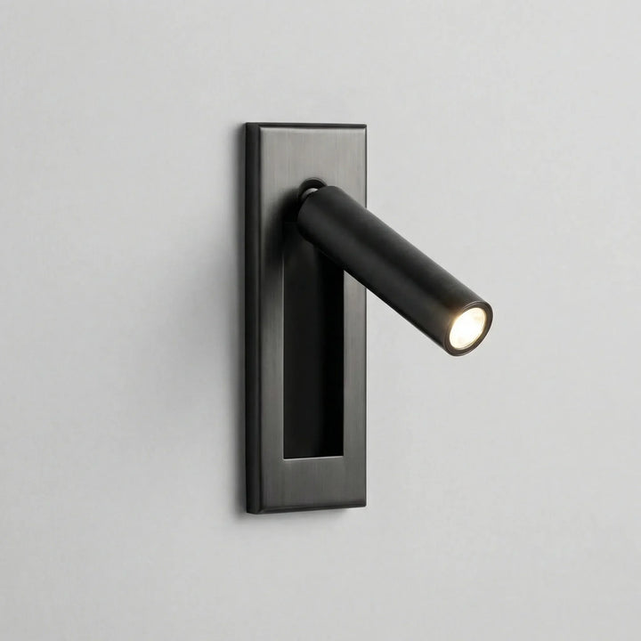 Noxell rotating LED reading light mounted on a bedroom wall, functional design