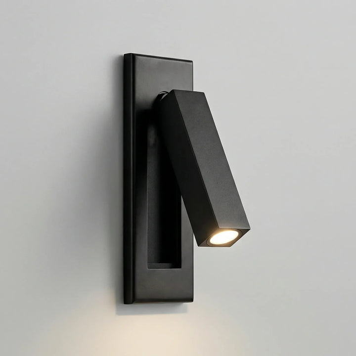 Minimalist LED wall light in a bedroom setting, perfect for night reading