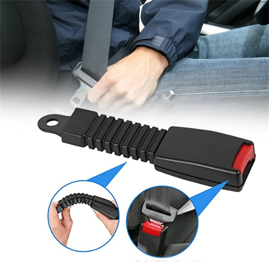 Adjustable seat belt extender for enhanced car comfort. Universal fit auto accessory improves safety & buckling ease.