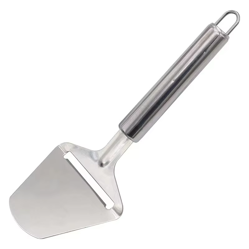 Robust stainless steel cheese slicer, an adjustable kitchen tool for consistent, easy cheese and butter slicing.