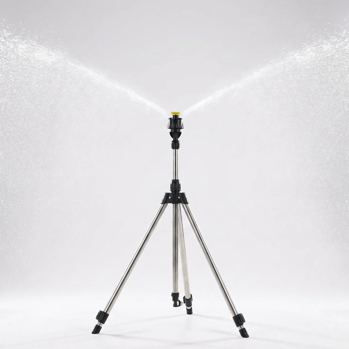 Heavy-duty adjustable tripod sprinkler, ideal for hydrating large lawns & garden areas. Essential outdoor irrigation.