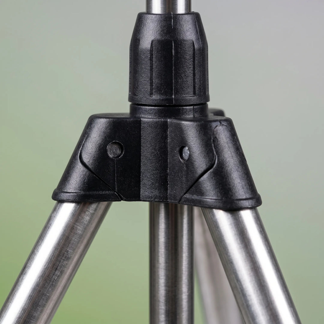 Sturdy tripod garden sprinkler with adjustable spray for even lawn watering & misting. Improves outdoor irrigation.