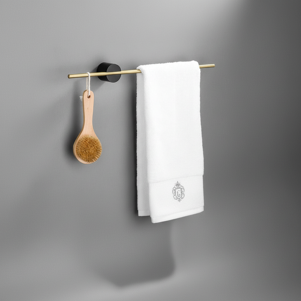 Space-saving LinoBar adjustable towel holder for modern bathroom organization