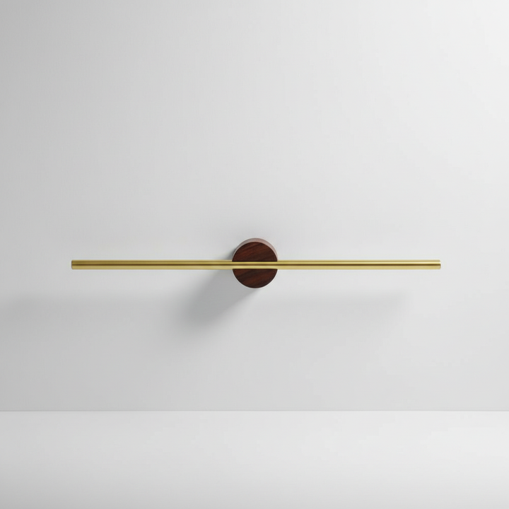 Minimalist adjustable towel rack in aluminum, mounted on a bathroom wall