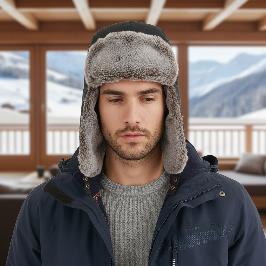 Adjustable WinterShieldHat fleece-lined beanie, warm & windproof for men & women's outdoor activities