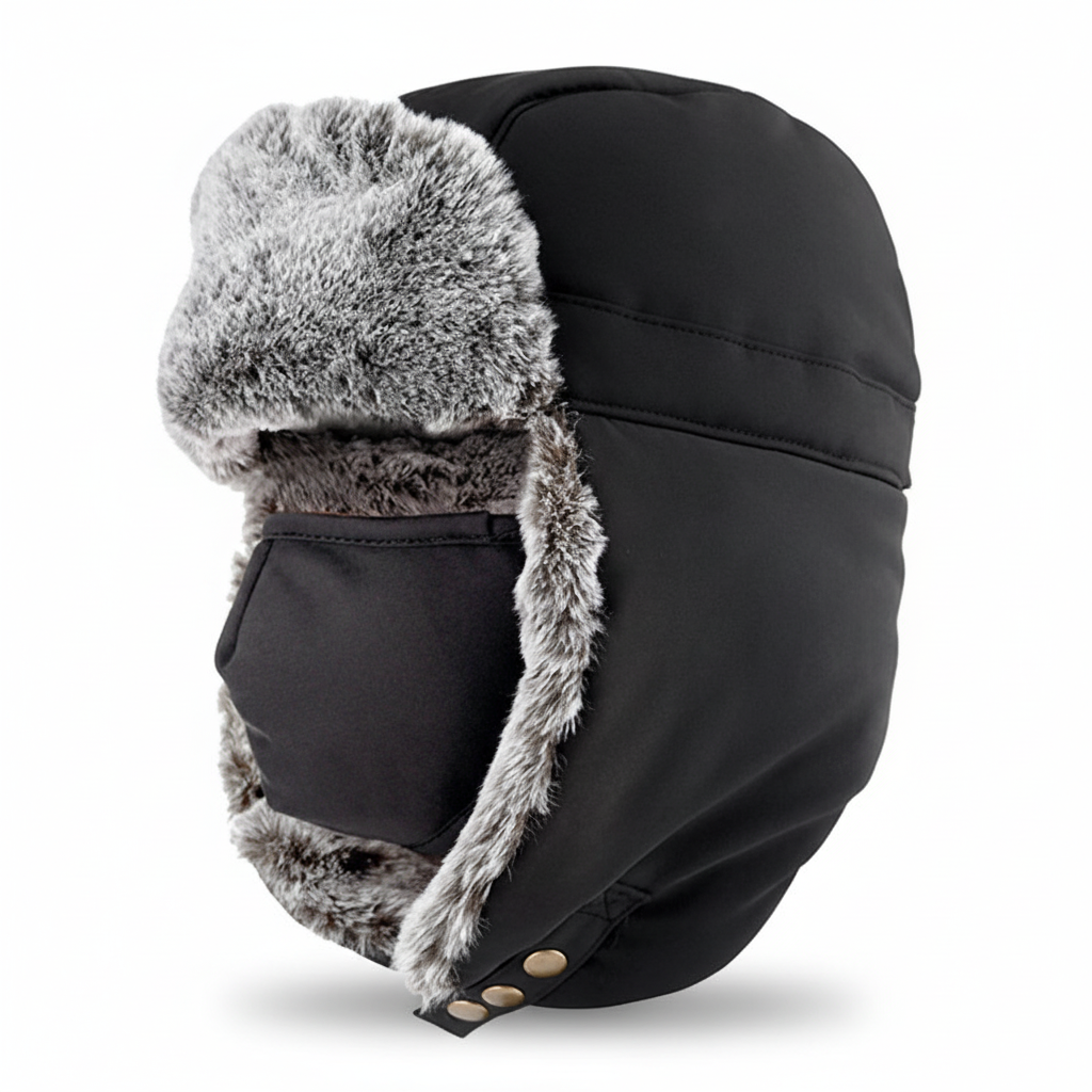 Gray WinterShieldHat fleece-lined beanie, comfortable and windproof, perfect for winter adventures