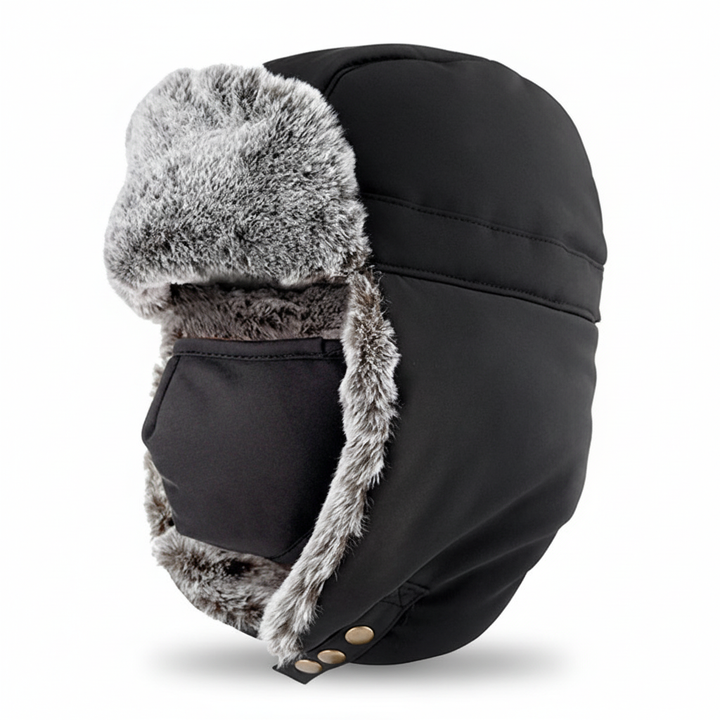 Gray WinterShieldHat fleece-lined beanie, comfortable and windproof, perfect for winter adventures