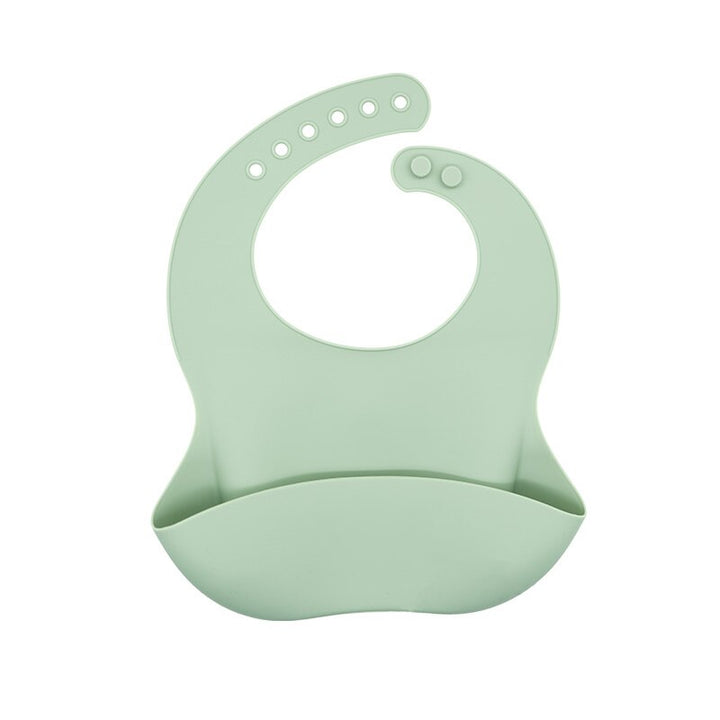 Soft, flexible silicone baby bib with a cute animal theme, waterproof and ideal for messy eaters.